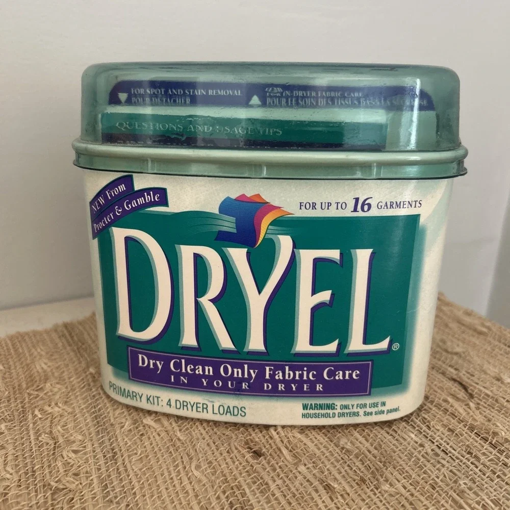 Vintage Dryel Fabric Care Kit 12 Loads Open Box Complete 1997 Home Dry Cleaner